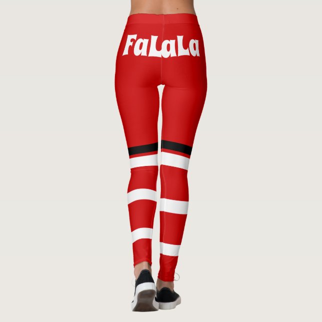 Retro Christmas Red White Fan La La La Leggings (Rückseite)