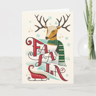 Retro Christmas Reindeer FaLaLaLa Feiertagskarte