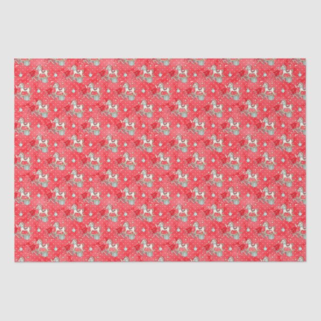Retro Christmas Rocking Horcking Tissue Seidenpapier (Vorderseite)