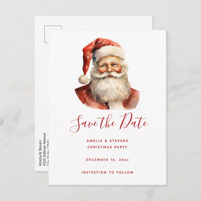 Retro Christmas Santa Claus Ankündigungspostkarte (Vorne/Hinten)