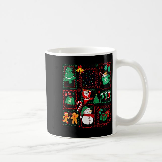 Retro Christmas Santa Claus Cocoa Xmas Tree Snowma Kaffeetasse (Rechts)