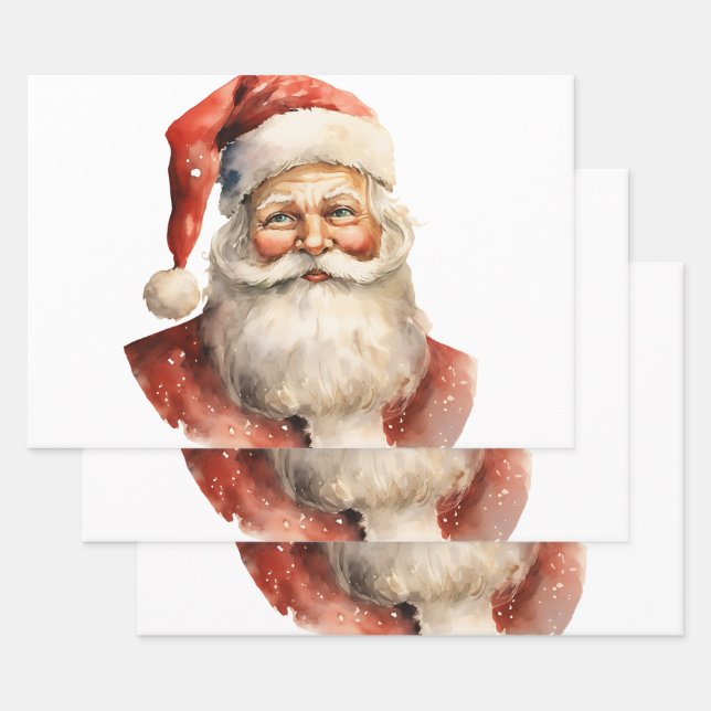 Retro Christmas Santa Claus Geschenkpapier Set (Set)