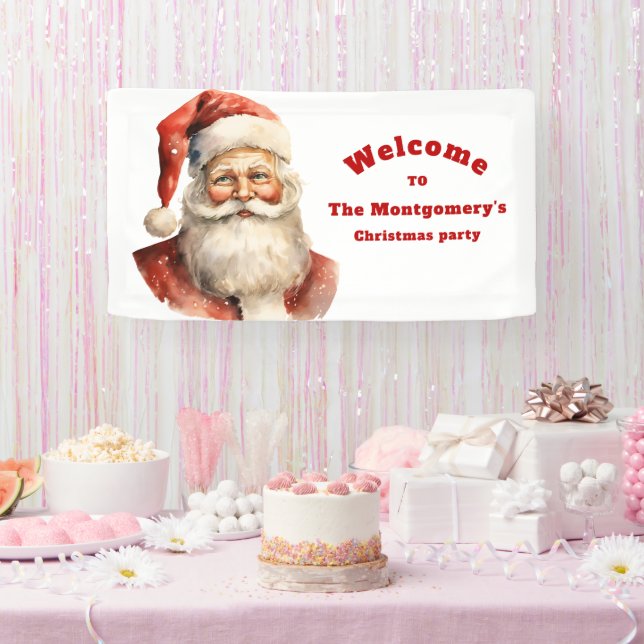 Retro Christmas Santa Claus Party Willkommen Banner (Party)