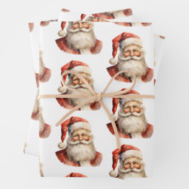 Retro Christmas Santa Claus Pattern Geschenkpapier Set