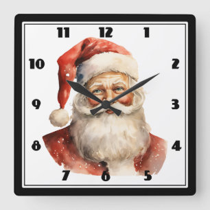 Retro Christmas Santa Claus Quadratische Wanduhr