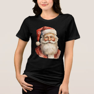 Retro Christmas Santa Claus Tri-Blend Shirt