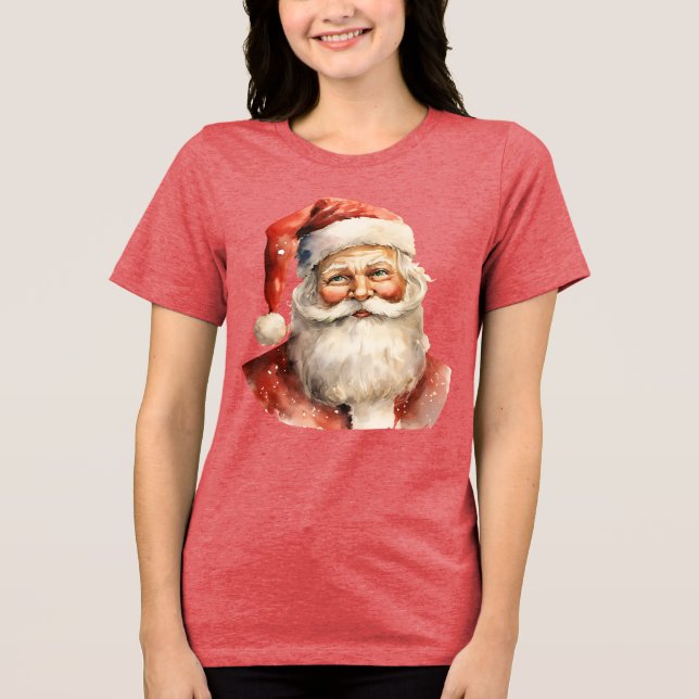 Retro Christmas Santa Claus Tri-Blend Shirt (Vorderseite)