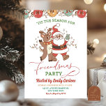 Retro Christmas Santa Friendsmas Holiday Party Einladung<br><div class="desc">Retro Santa Friendsmas Erwachsener Feiertag Einladung,  Weihnachtscocktail Feier Vintage,  Geheimtipp Weihnachten Party einladen.</div>