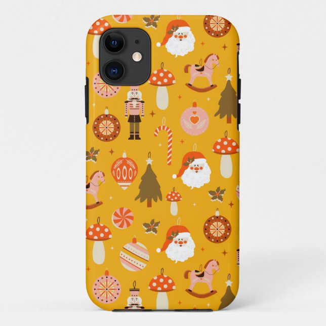 Retro Christmas Santa Rocking Pferdemuster Case-Mate iPhone Hülle (Rückseite)