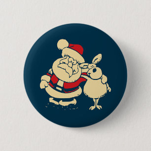 Retro Christmas Santa und sein Reindeer Buddy Button