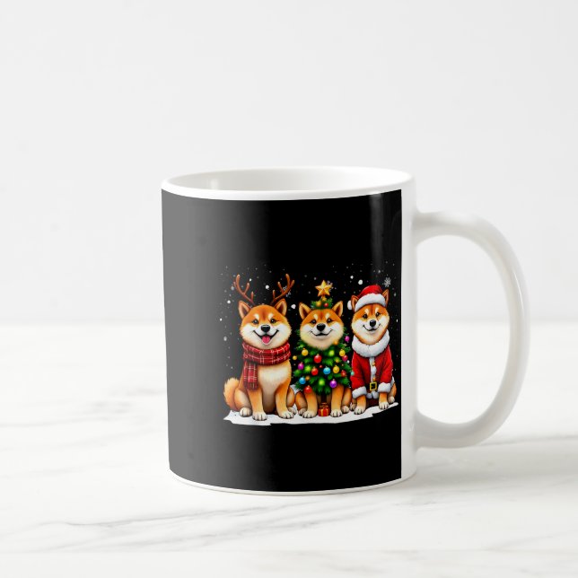Retro Christmas Shiba Inu Santa Reindeer Dog Lover Kaffeetasse (Rechts)