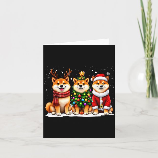 Retro Christmas Shiba Inu Santa Reindeer Dog Lover Karte (Vorderseite)