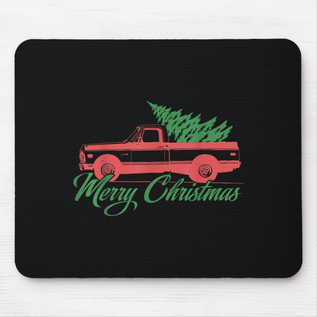 Retro Christmas Shirt - Clic Truck With Tree  Mousepad (Vorne)