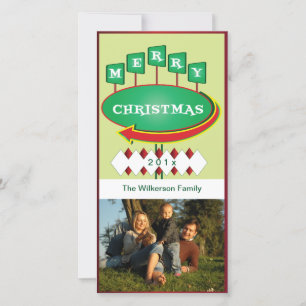 Retro Christmas Sign Photo Card Feiertagskarte