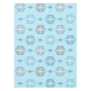 Retro Christmas Snowflakes Baby Blue Tischdecke