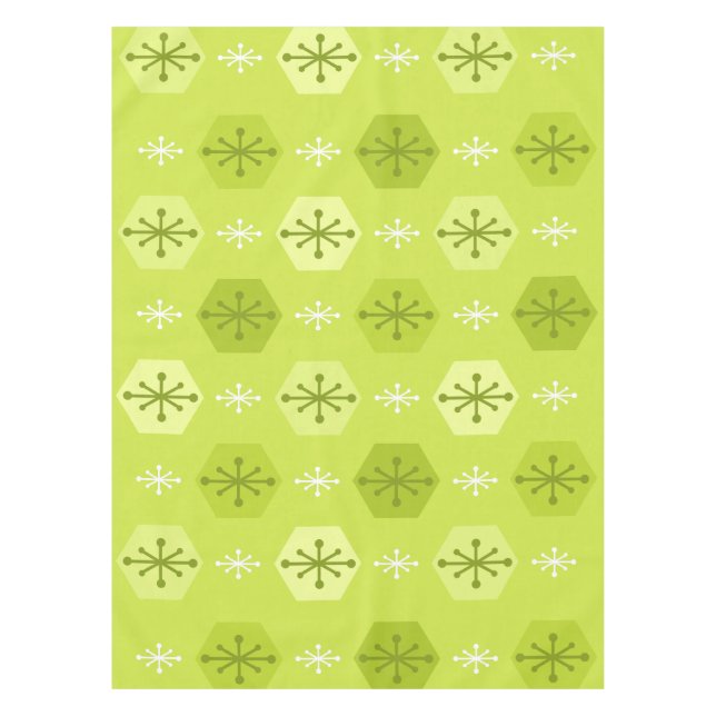 Retro Christmas Snowflakes Chartreuse Tischdecke (Vorderseite)