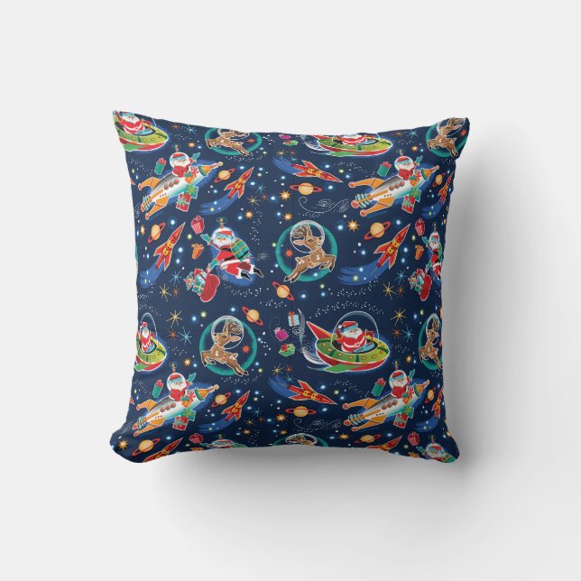 Retro Christmas Space Age Santa Pillow Kissen (Vorderseite)