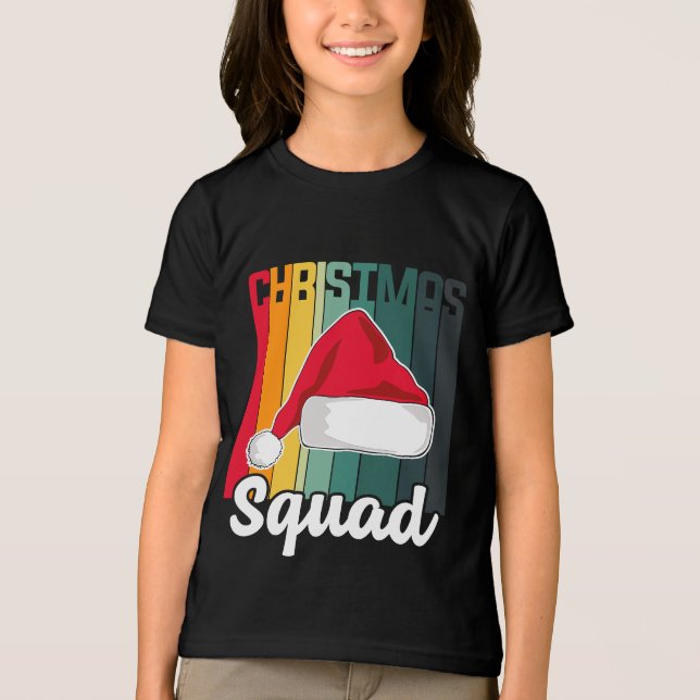 Retro Christmas Squad Weihnachtsmannmütze Festival Tri-Blend Shirt (Vorderseite)