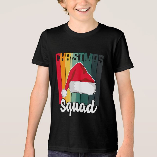 Retro Christmas Squad Weihnachtsmannmütze Festival Tri-Blend Shirt (Vorderseite)