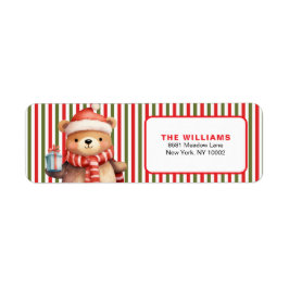 Retro Christmas Stripe Pattern & Teddy Bear Custom