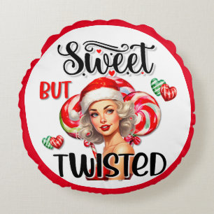 Retro Christmas Sweet n Twisted Pinup Rundes Kissen