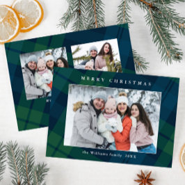 Retro Christmas Tartan Kariert 3 Foto Gruß Feiertagskarte