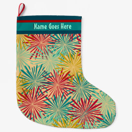 Retro Christmas Tinsel PomPoms (Personalisiert) Großer Weihnachtsstrumpf