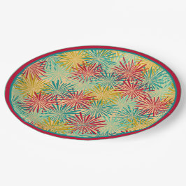 Retro Christmas Tinsel PomPoms (Tropische Farben) Pappteller