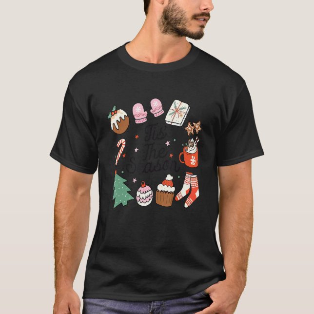 Retro Christmas Tis' The Season Santa Tree Cakes D T-Shirt (Vorderseite)