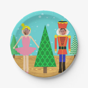 Retro Christmas Toy Parade Foto Paper Plate Pappteller