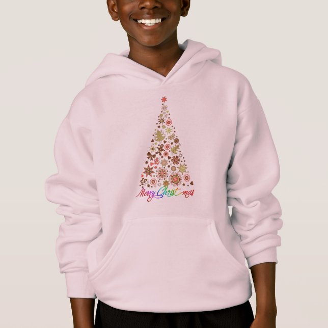 Retro Christmas Tree Basic Hooded Sweatshirt (Vorderseite)