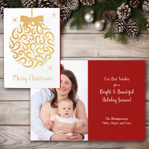 Retro Christmas Tree Bulb Foto Template Fotoparte Folienkarte