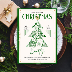 Retro Christmas Tree Elegantes Grünes Weihnachtsfe Einladung