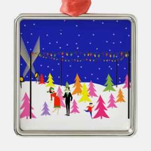 Retro Christmas Tree Farm Holiday Ornament Aus Metall