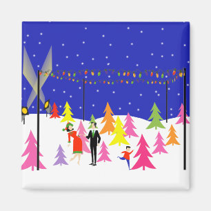 Retro Christmas Tree Farm Magnet