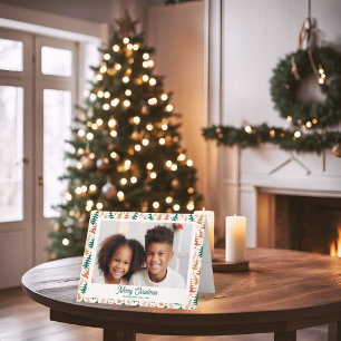 Retro Christmas Tree Holiday Family Foto Card Feiertagskarte