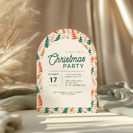 Retro Christmas Tree Party Arch Invitation Einladung