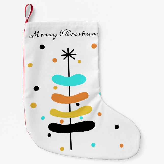 Retro Christmas Tree Strumpf Kleiner Weihnachtsstrumpf (Vorderseite)