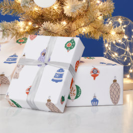 Retro Christmas Tree Toys Geschenkpapier