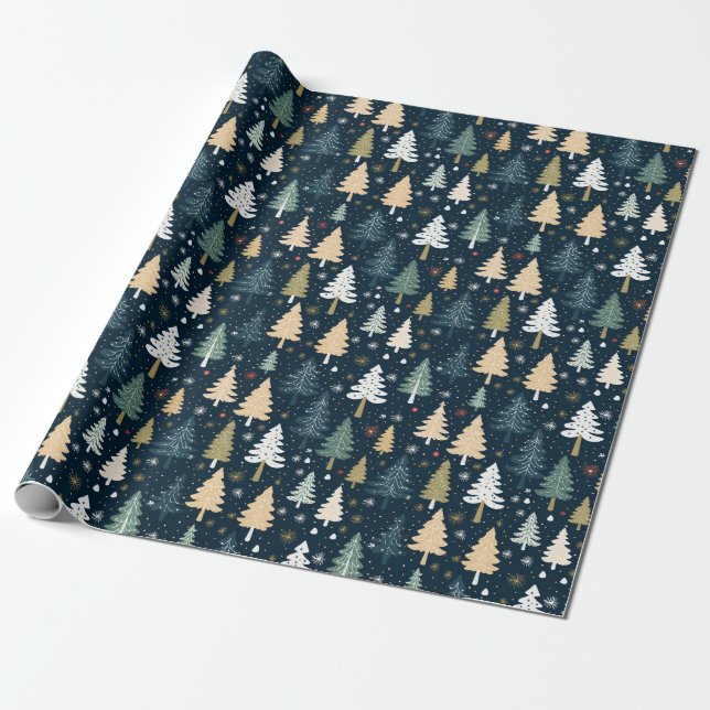 Retro Christmas Trees Geschenkpapier (Ungerollt)