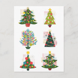 Retro Christmas Trees Postkarte