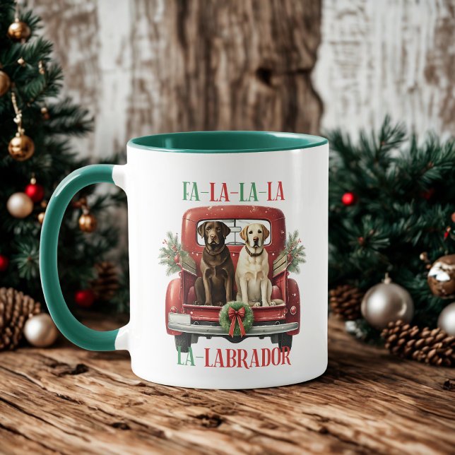 Retro Christmas Truck Labrador Dog Kaffee Tasse (Von Creator hochgeladen)