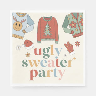 Retro Christmas Ugly Sweater Party Einladung Serviette