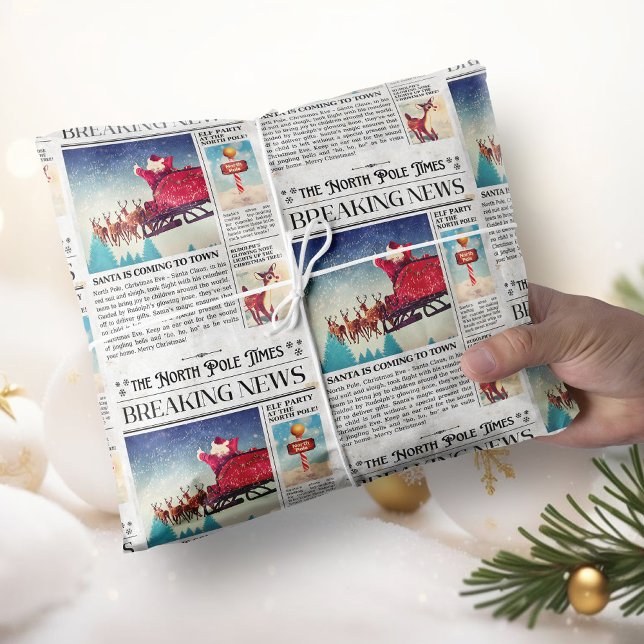 Retro Christmas Wrapping Paper Newspaper Wrap Geschenkpapier (Christmas Newspaper Wrapping Paper Retro)