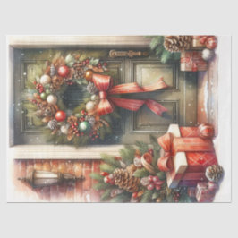 Retro Christmas Wreath Decoupage Seidenpapier