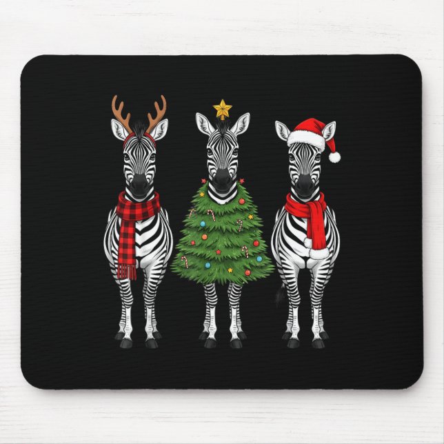 Retro Christmas Zebra Santa Reindeer Safari Animal Mousepad (Vorne)