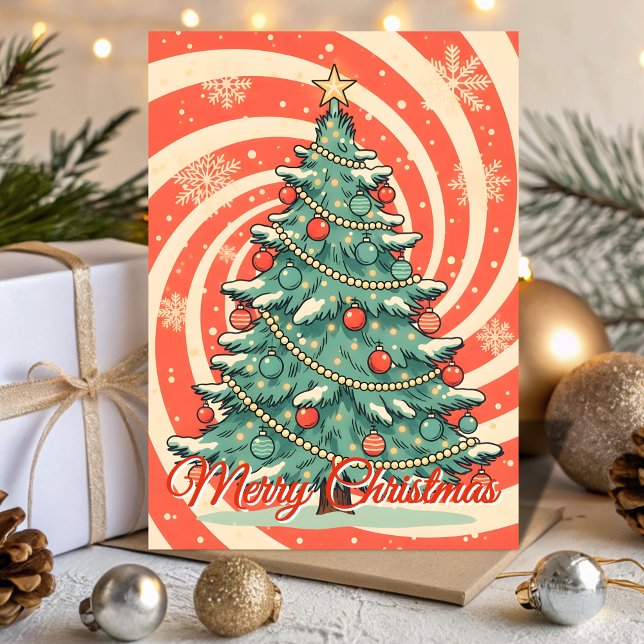 Retro-Christnachtsbaum-Blizzard Feiertagskarte (Von Creator hochgeladen)