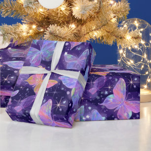 Retro Chrome Hearts und Schmetterlinge Geschenkpapier