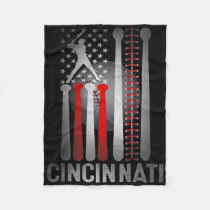 Retro Cincinnati Amerikanische Flagge Abgenutzt Ba Fleecedecke