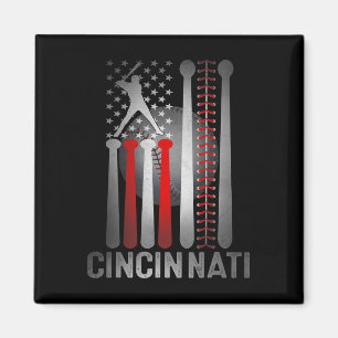 Retro Cincinnati Amerikanische Flagge abgenutzt Ba Magnet
